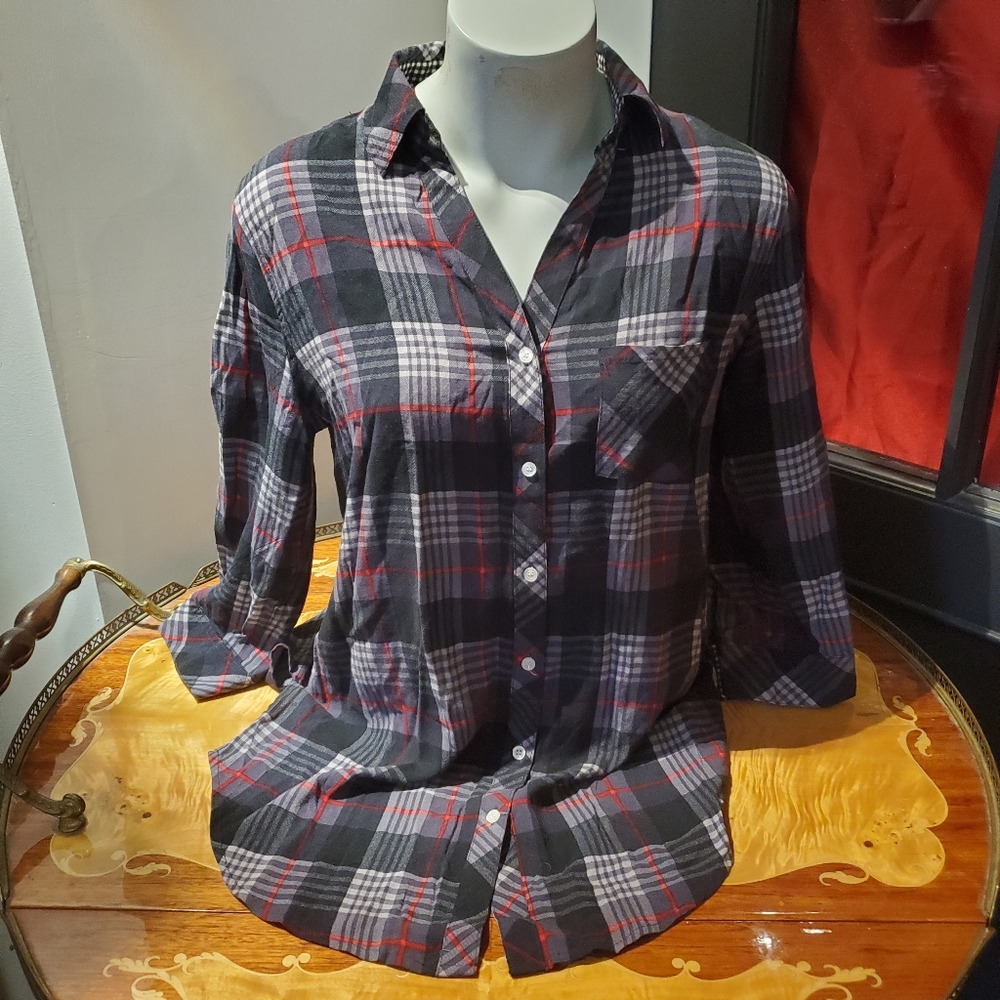 Rebel Sugar Dark Plaid Button Down